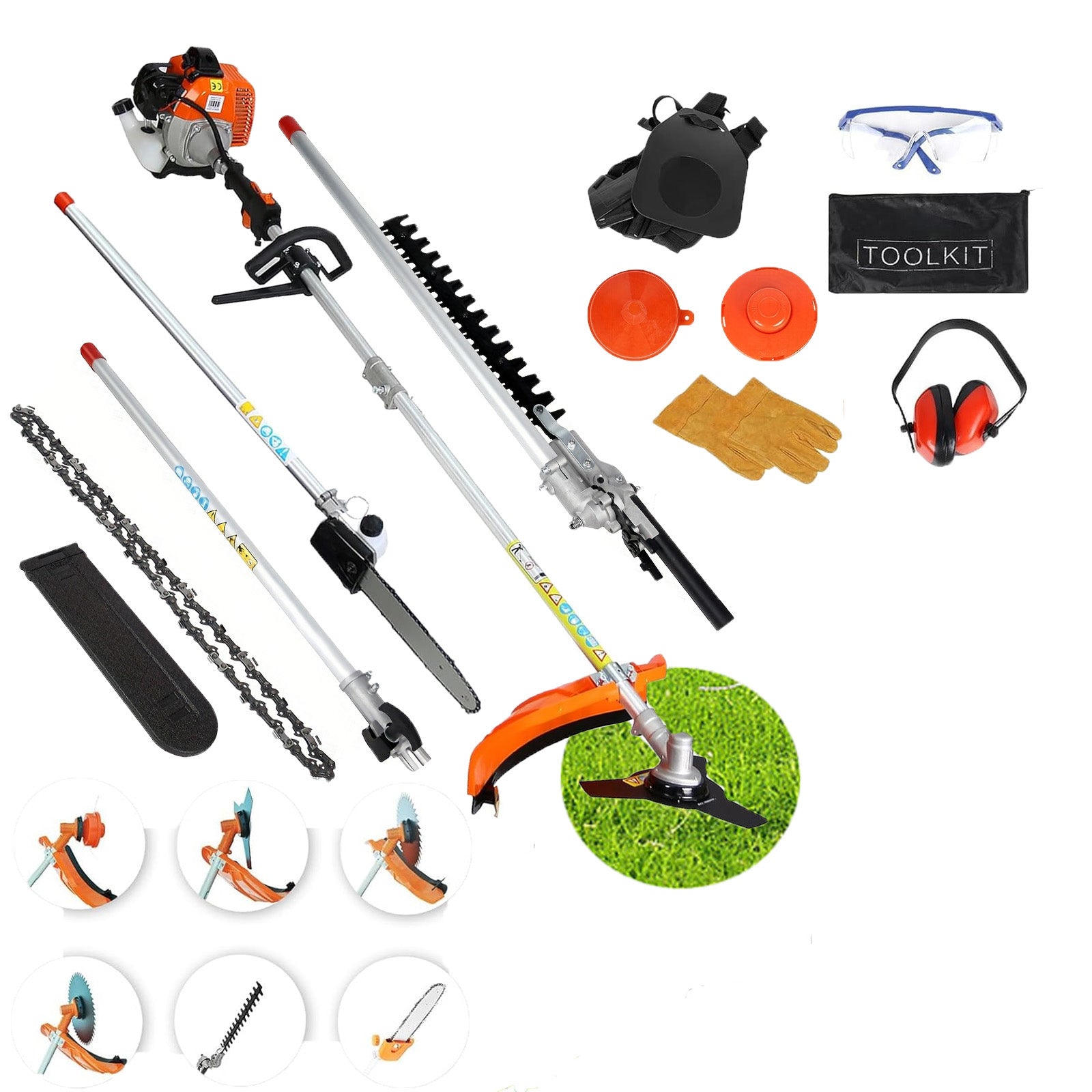 52cc 2-Cycle 6-in-1 Gas Weed Eater Trimmer Straight Shaft Yard Garden