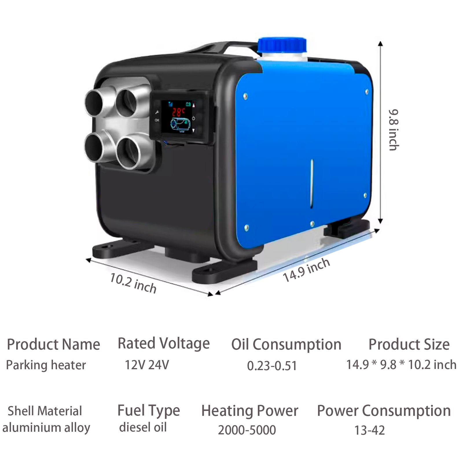 12V 8KW Diesel Air Heater LCD Remote