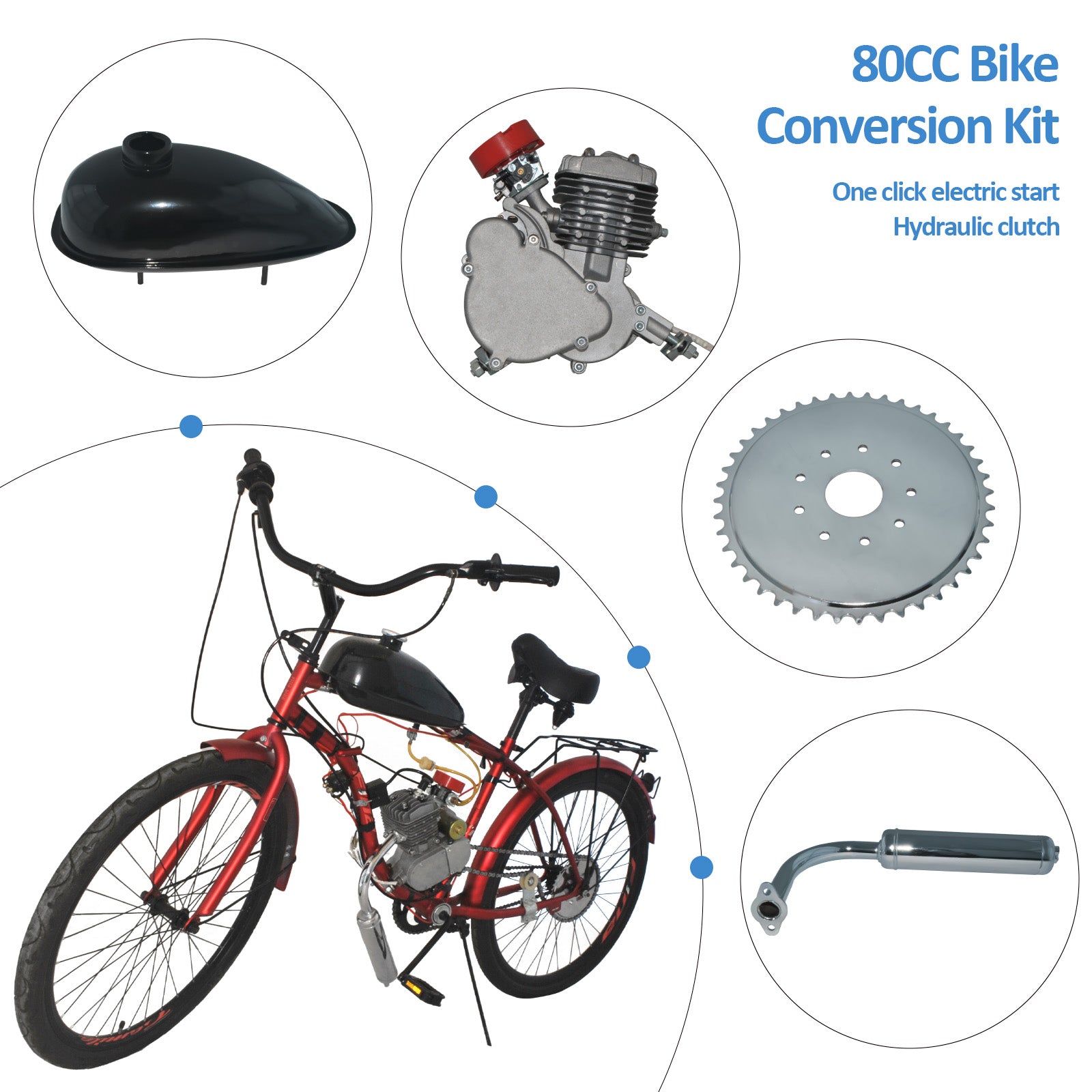 80CC Electric Start 26"-28" Bike Engine Kit