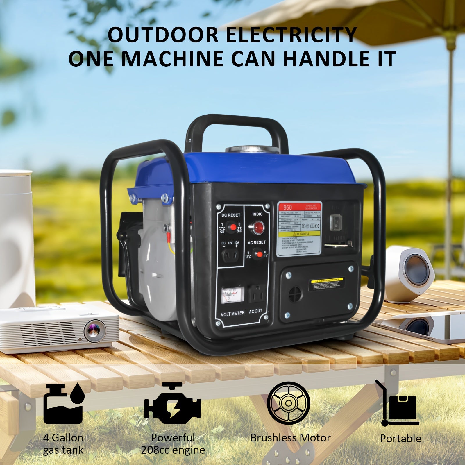 1200W EPA Portable Gas Generator for Home & Camping
