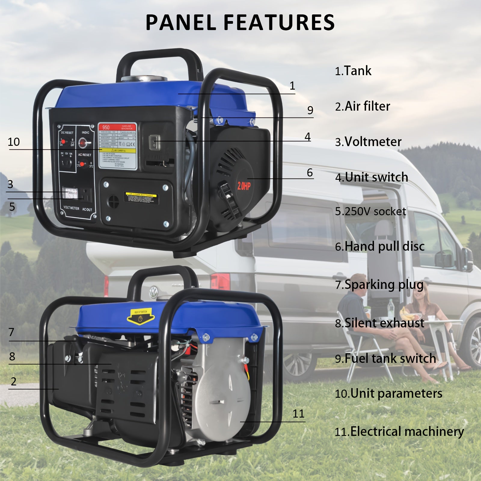 1200W EPA Portable Gas Generator for Home & Camping